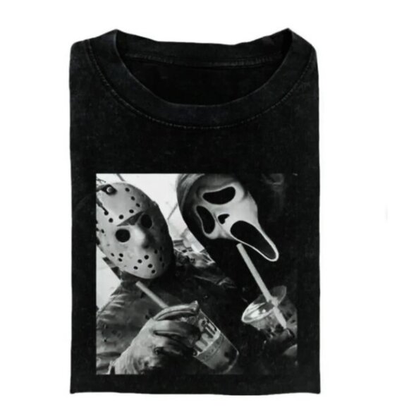 JASON & GHOSTFACE T-SHIRT, Funny Halloween Shirt, Unisex T-Shirt,Halloween Shirt - Picture 1 of 1